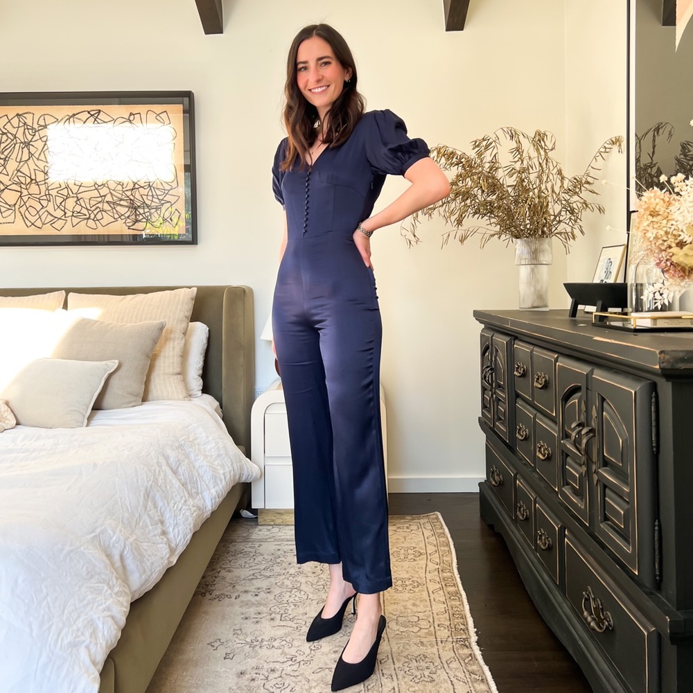 Rouje Line Jumpsuit in Satin/Navy